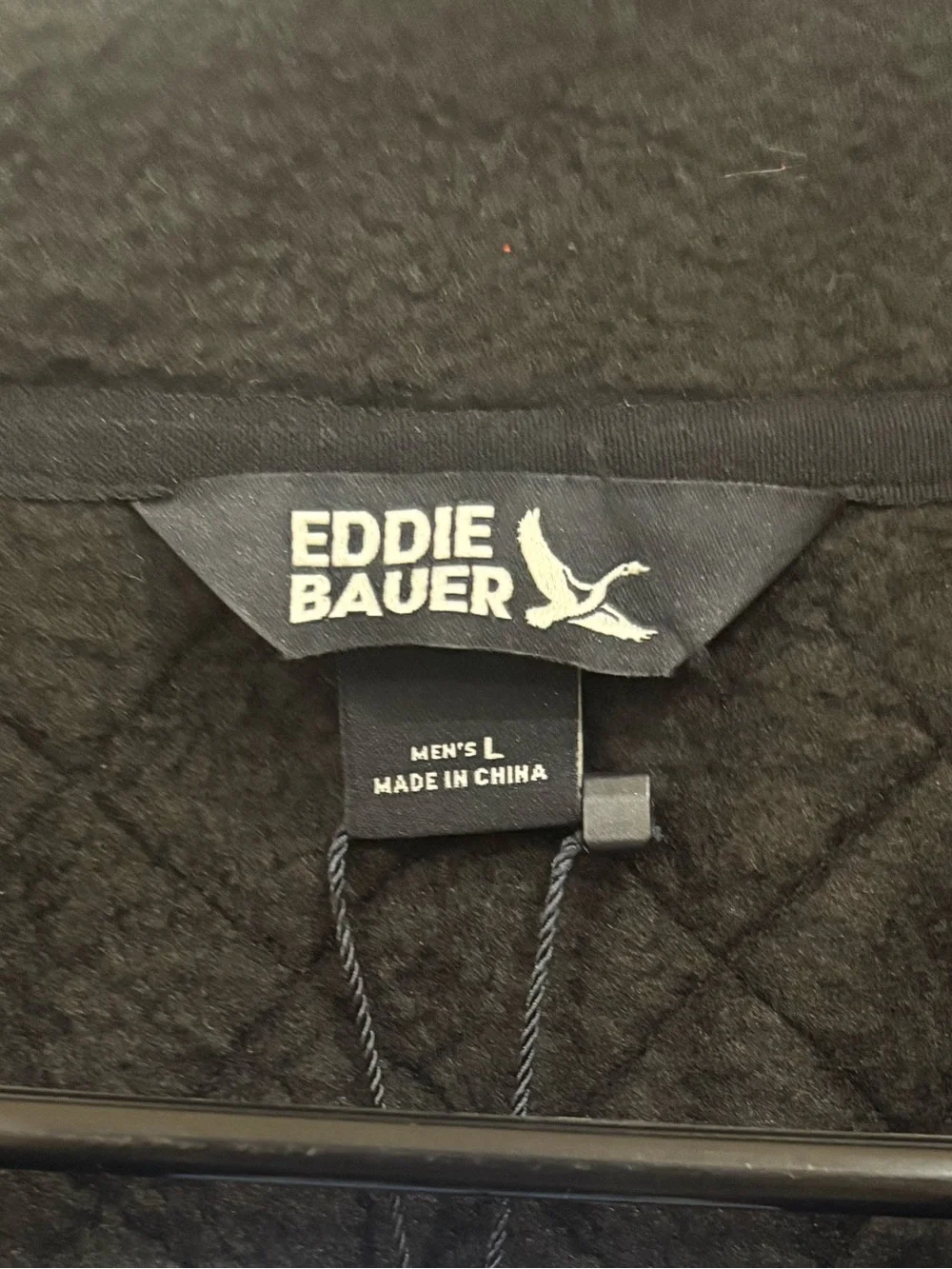 Eddie Bauer Black Quilted-Panel Fleece Jacket